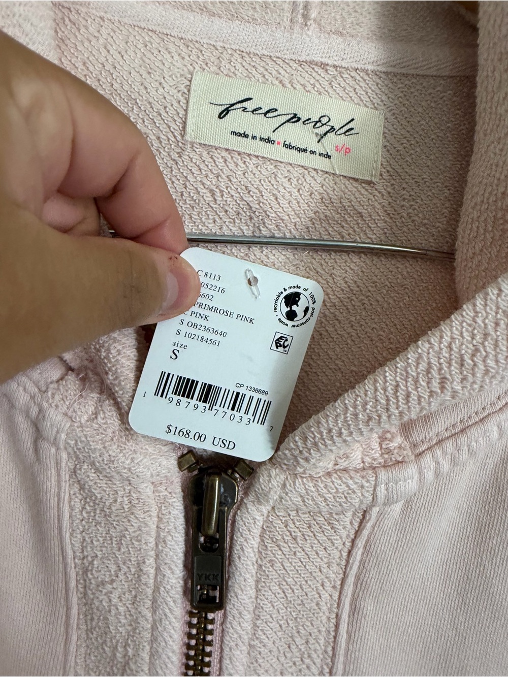 Free People Piece Of Cake Zip Up Cardi Cardigan Primrose Pink Small Hoodie - Picture 3 of 4
